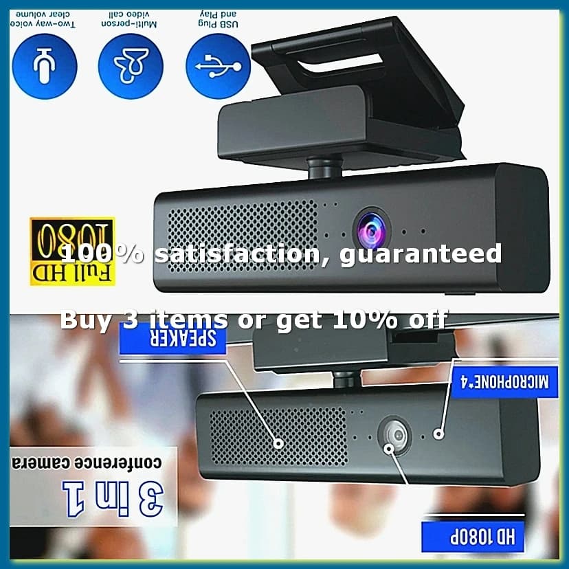 1080P USB Webcam Computer Camera with HiFi Speaker Microphone Computer Camera Video Conference Camera for PC Laptop-DT30
