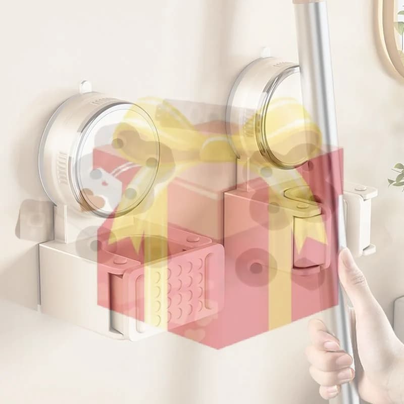 【HG】Supporto per scopa a ventosa da parete senza foratura, gancio per porta del bagno - Supporto per scopa a clip per la pulizia