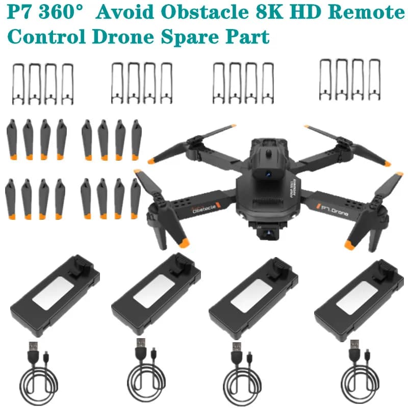 Drone RC P7 con Evitamento Ostacoli, Elicottero Quadricottero 8K con Telecomando, Parti di Ricambio: Batteria 3.7V 1800MAH/Elica/USB/Telaio