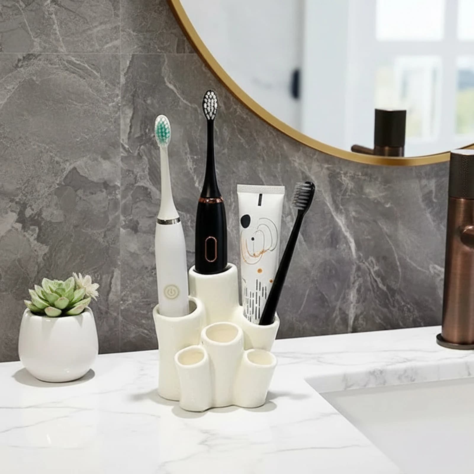 Toothbrush Organizer Charging Station Electric Toothbrush Holder for Bathroom Countertop Coral Shape ABS Storage Rack