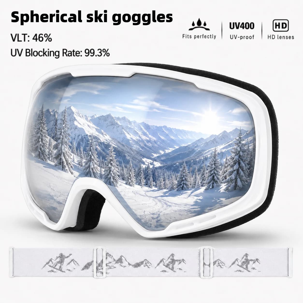 Professional Large Spherical Ski Goggles, Windproof Anti-Fog High Definition Snow Glasses, Unisex Ski Eyewear