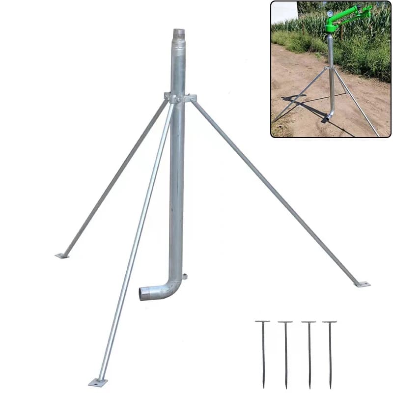 Supporto in metallo treppiede 1-1/2 ''filo grande supporto per irrigatore per pistola a pioggia per sistema di irrigazione agricola collegare l'irrigatore per pistola a pioggia