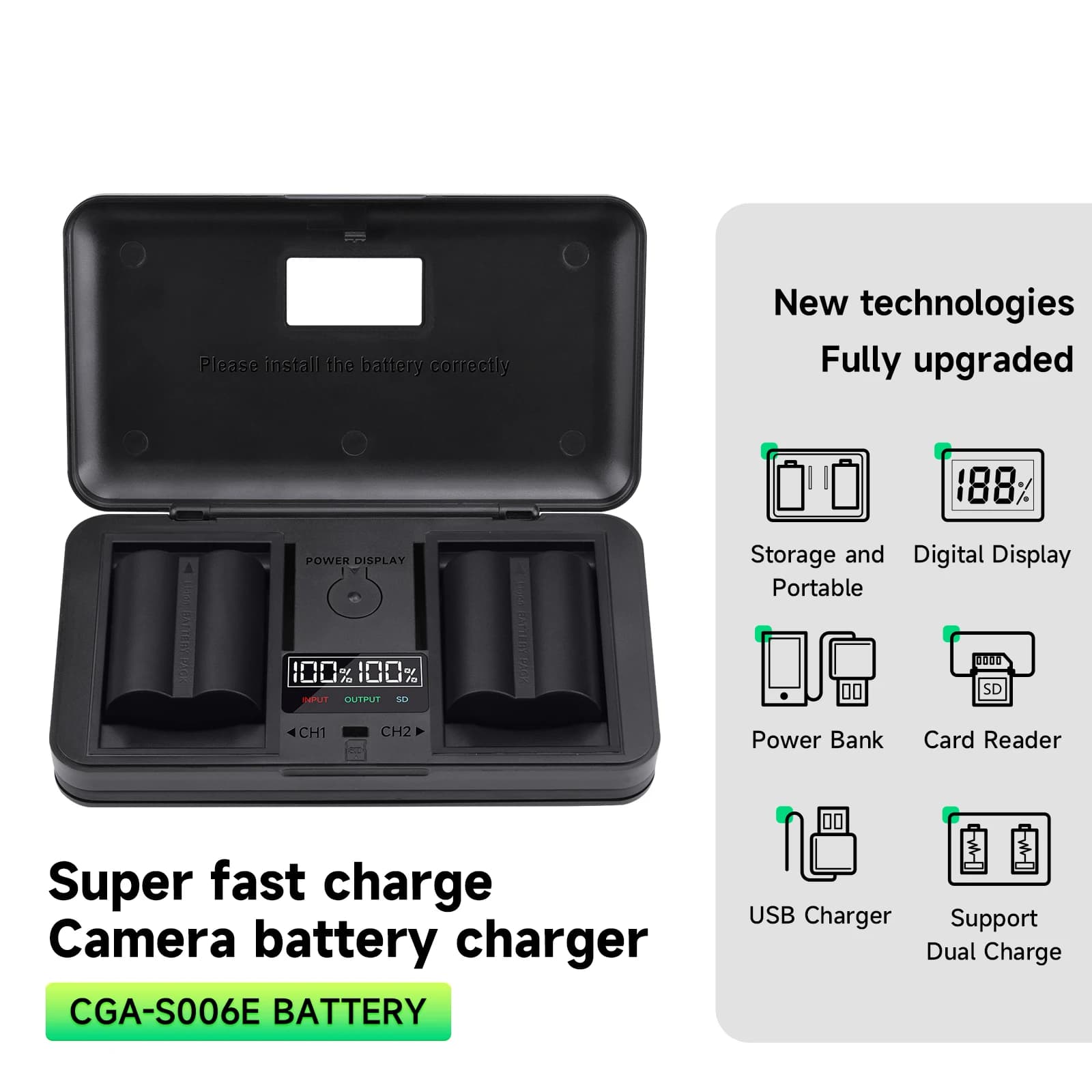CGA-S006E CGA S006E S006 S006A Batteria + LCD USB Custodia Caricatore Per Panasonic Lumix DMC-FZ7 FZ8 FZ18 FZ35 FZ28 FZ38 FZ30