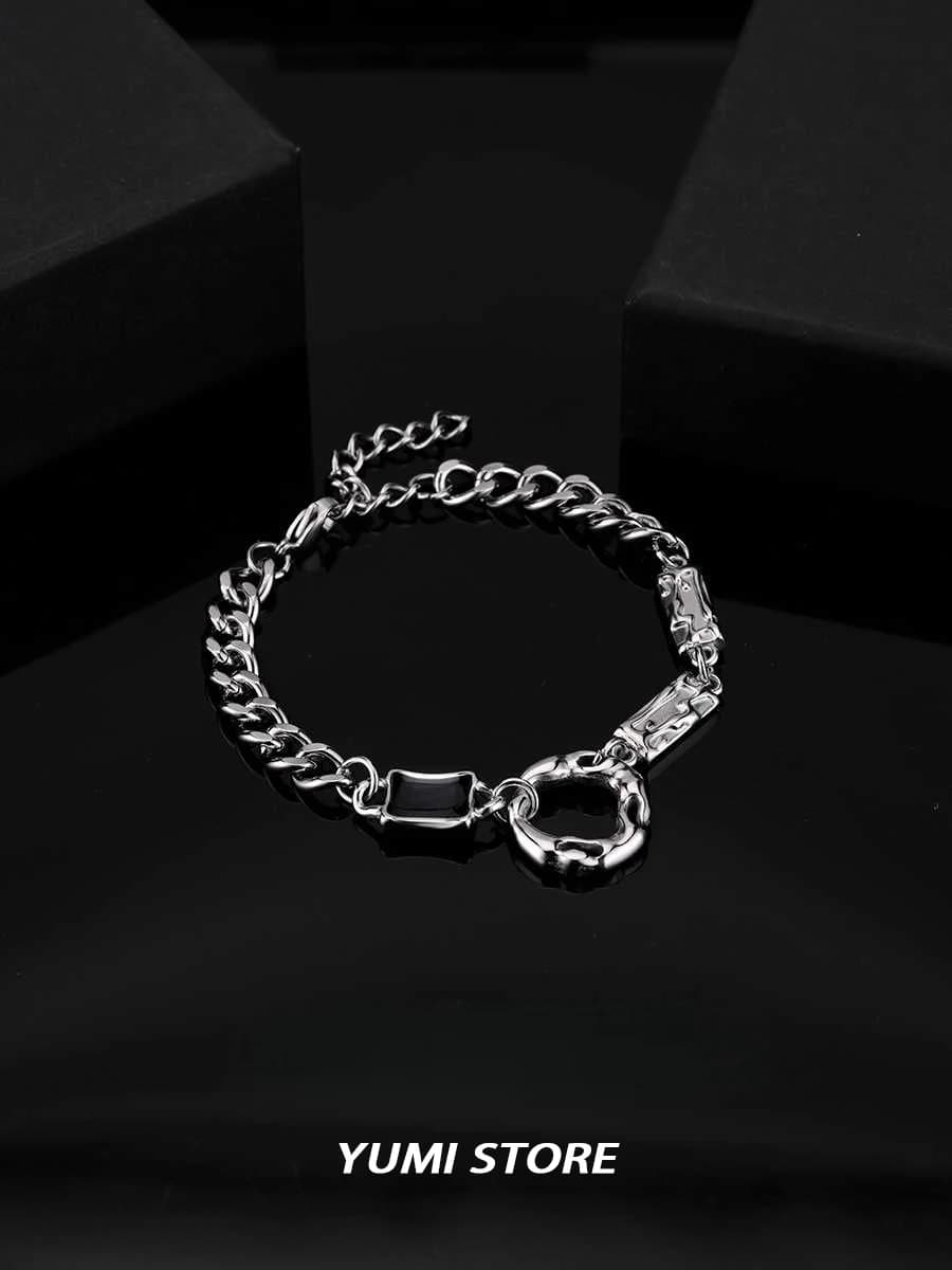 Hip-Hop Zircon Circle Ring Bracelet For Men Women New Korean Design No Fading Titanium Steel Luxury Couple Bracelet Jewelry Gift