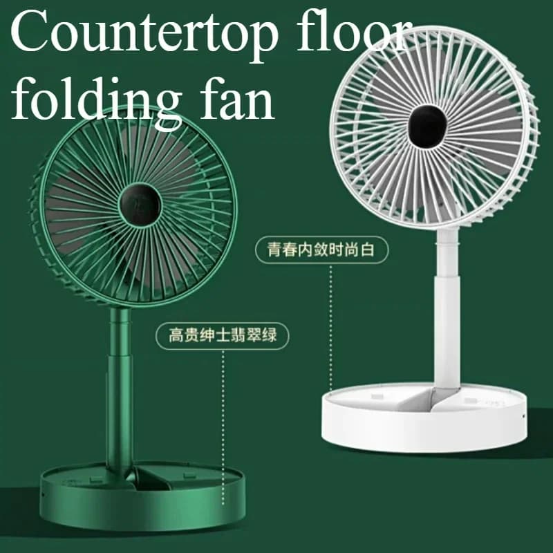 Ventilatore da Tavolo e da Terra con Ricarica USB, Lunga Durata della Batteria, Pieghevole, Mini Ventilatore Retrattile Portatile Elettrico 180 ° Swing