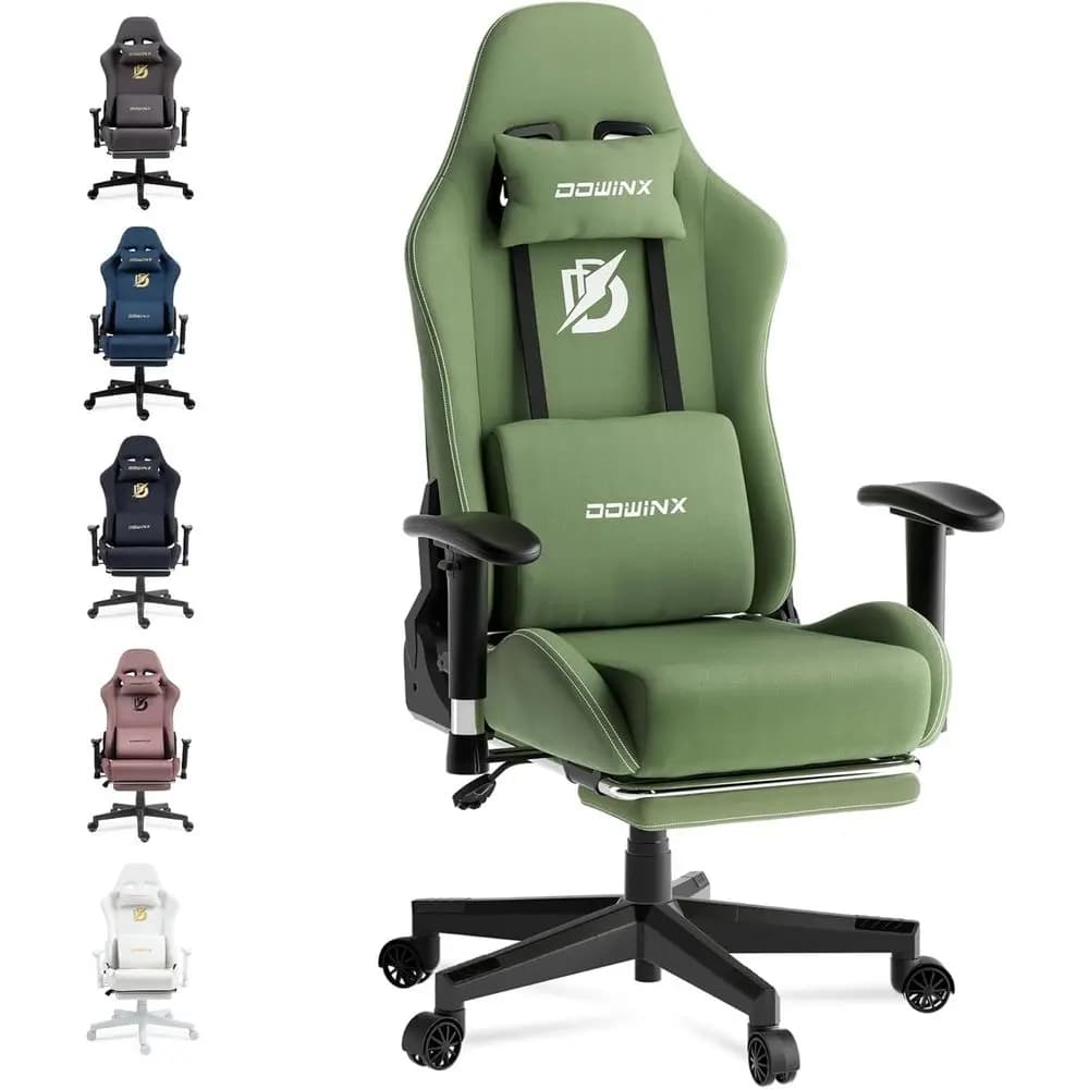 Sedia da Gaming Ergonomica Verde con Schienale Alto, Massaggio Lombare e Tessuto Traspirante per Adulti