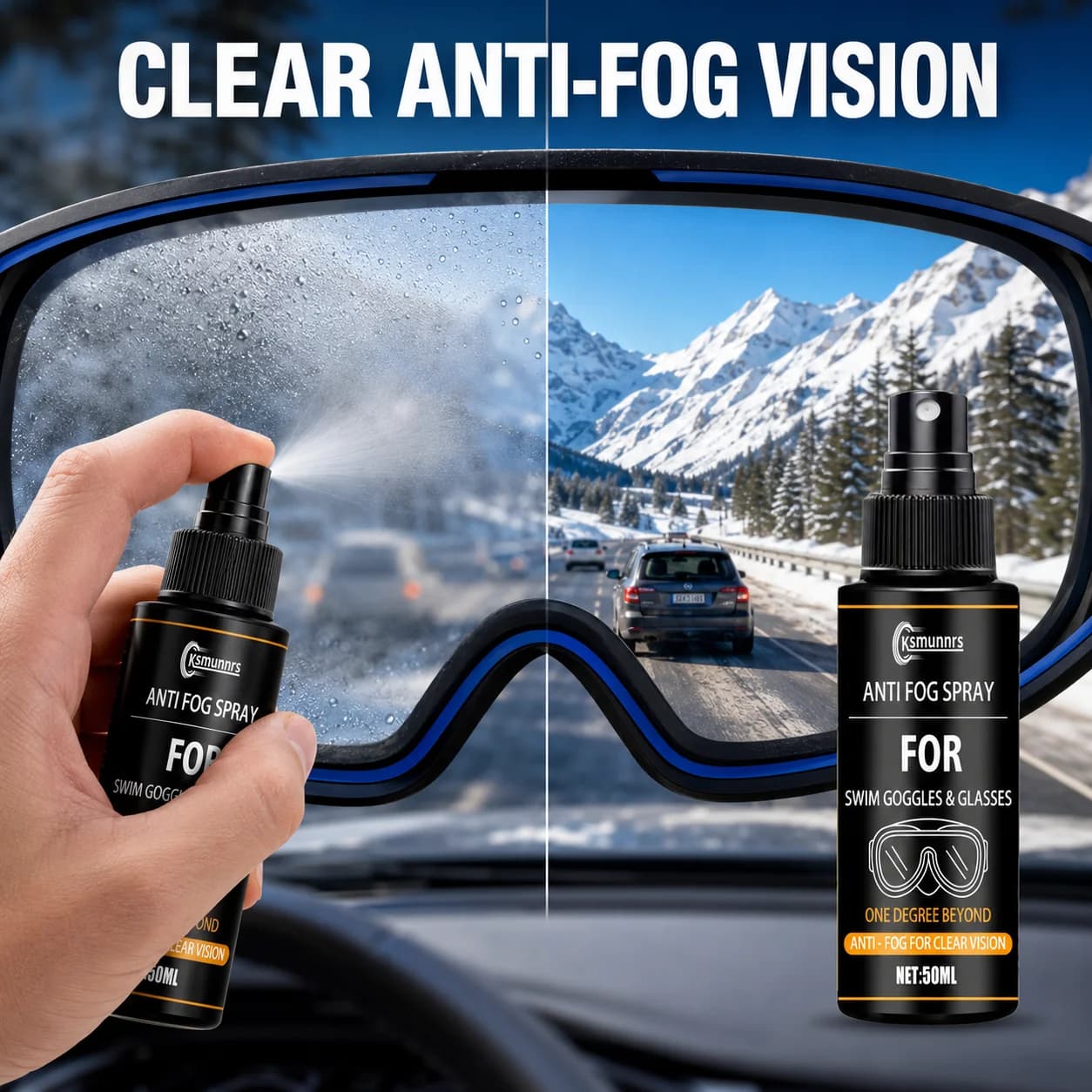 Anti Fog Spray for Eyewear Swim Goggles Ski Goggles Helmet Visors and Windshields