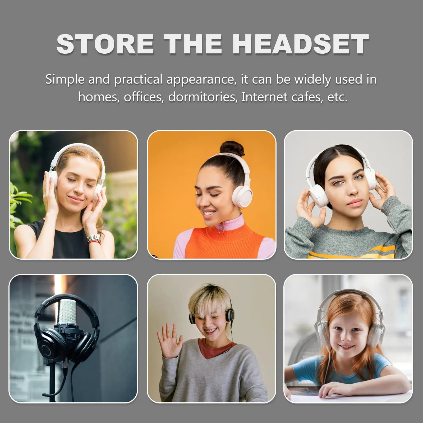 Double Headset Hook Under Desk Headphone Stand Premium Rubber Construction Tear Stick Or Screw Fixing Gaming Headset Holder