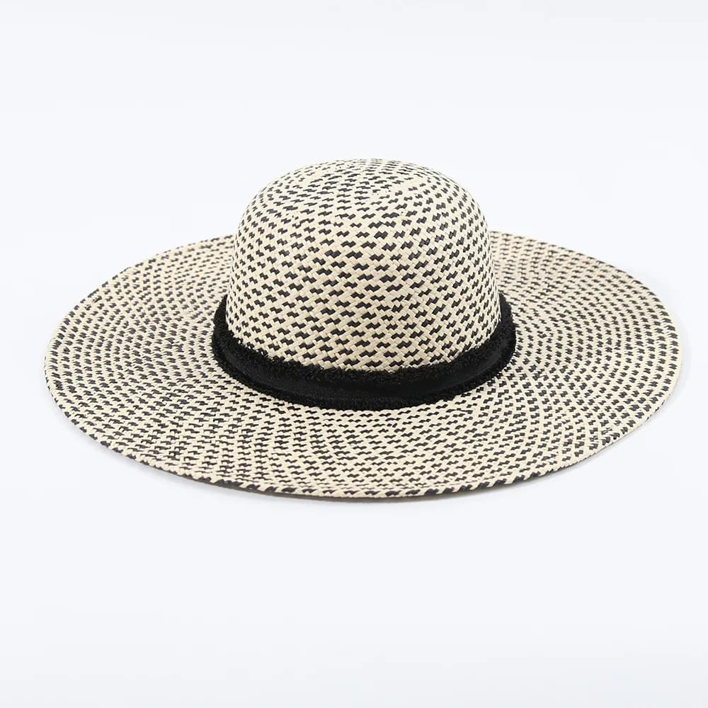 Cappello di paglia a tesa larga da donna per primavera/estate, cappello da sole traspirante intrecciato a mano per la spiaggia, cappello da sole alla moda