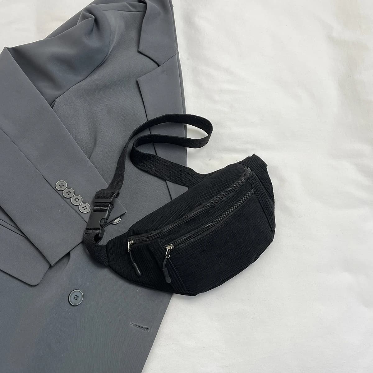 Borse da cintura casual in velluto a coste per uomo donna marsupio moda femminile marsupio a banana borsa a tracolla borsa a tracolla tasca