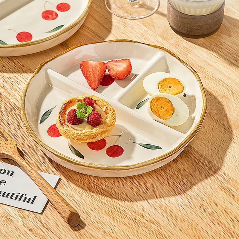 9.5 inch ceramic dividers for domestic use Japan New High Esthetics Plant printing Dining table Adult slimming plate