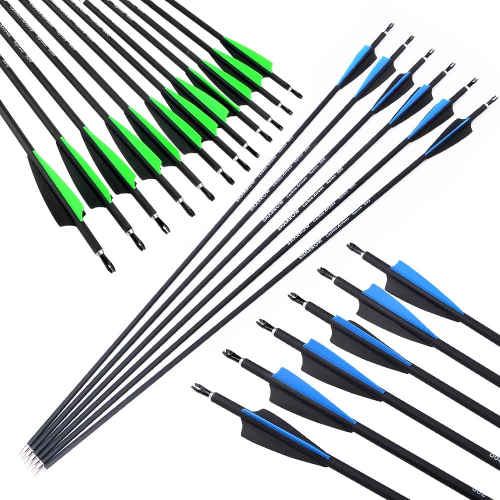 6/12/24 pezzi tiro con l'arco frecce in carbonio ID6.2mm colonna vertebrale 500 freccia in fibra di carbonio arco ricurvo arco composto caccia tiro bersaglio pratica