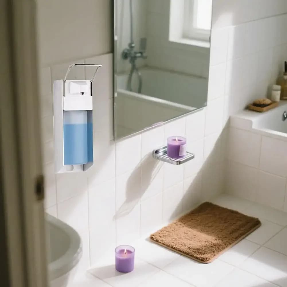 Dispenser di sapone da 500 ml con leva in acciaio inossidabile disinfettante per le mani montato a parete Bottiglia di pressa disinfettante = Dispenser per luoghi pubblici