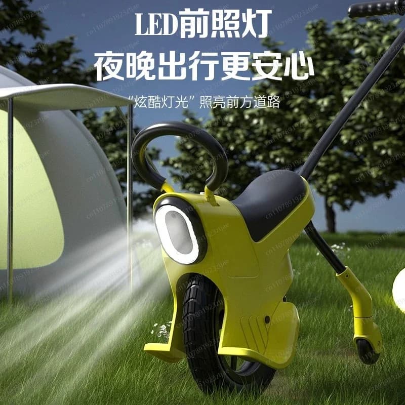 Parent-Child Unicycle with Training Wheels, 2-in-1 Walker & Lightweight Travel Stroller for Outdoor Camping