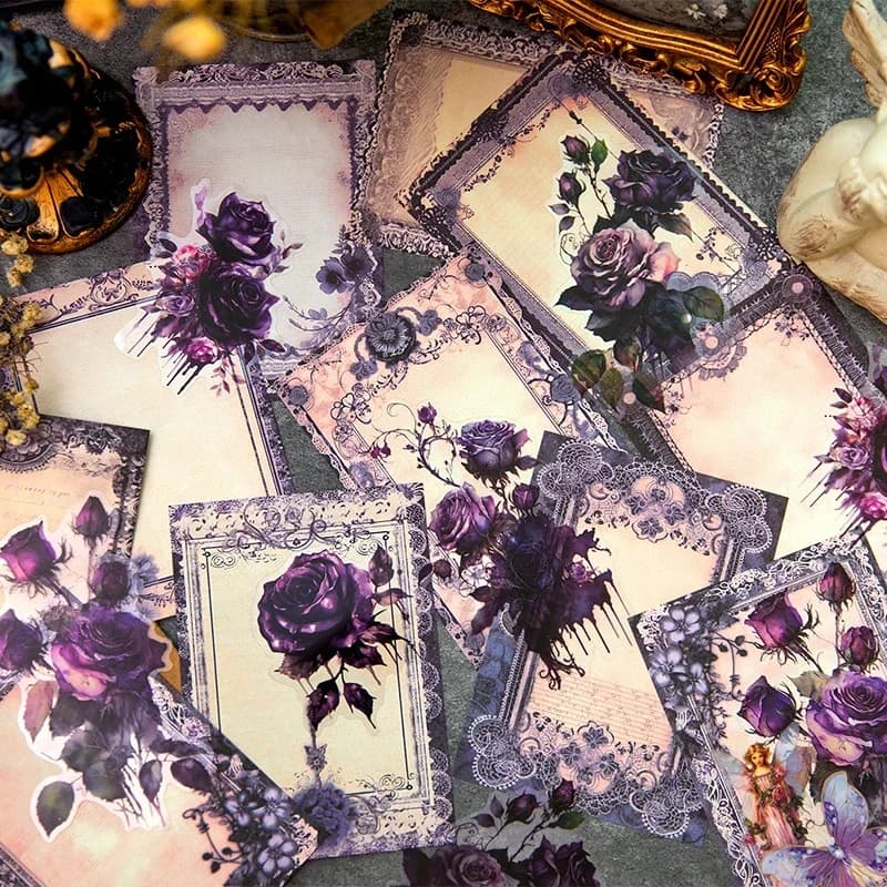 30 pezzi di materiale per album di carta Bloom pacchetto scuro manuale retrò materiali decorativi quaderni scrittura a mano
