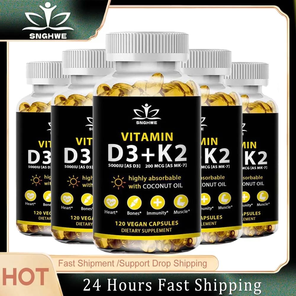 Vitamin D3 K2 Daily supplement Natural Coconut Oil Healthy immune system Vegetarian supplements heart and bone