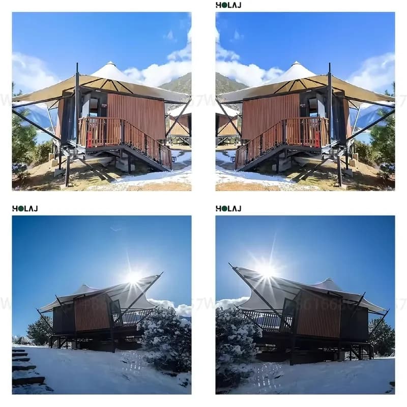 Snow Load Resistant Glamping Hotel Tent Fireproof PVC Four Season Snowproof Resort Lodge for Mountain Ski Campsite & B&B