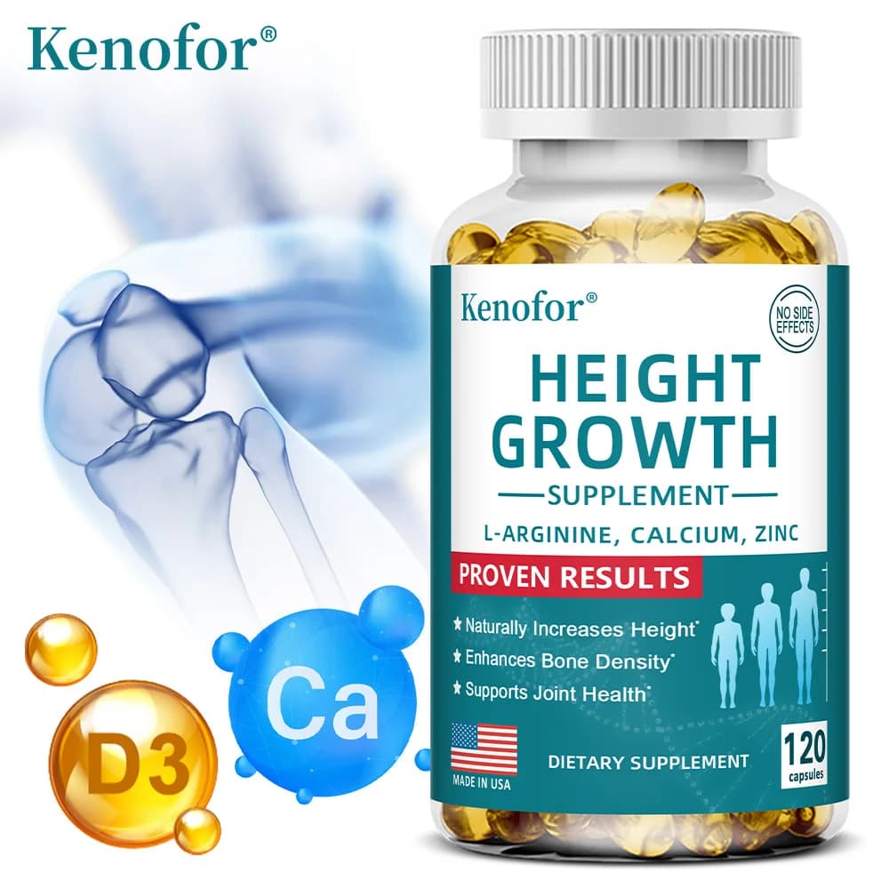 Vegetarian capsules calcium vitamin D supplements for natural height growth, increase bone strength, adult height promoter capsules