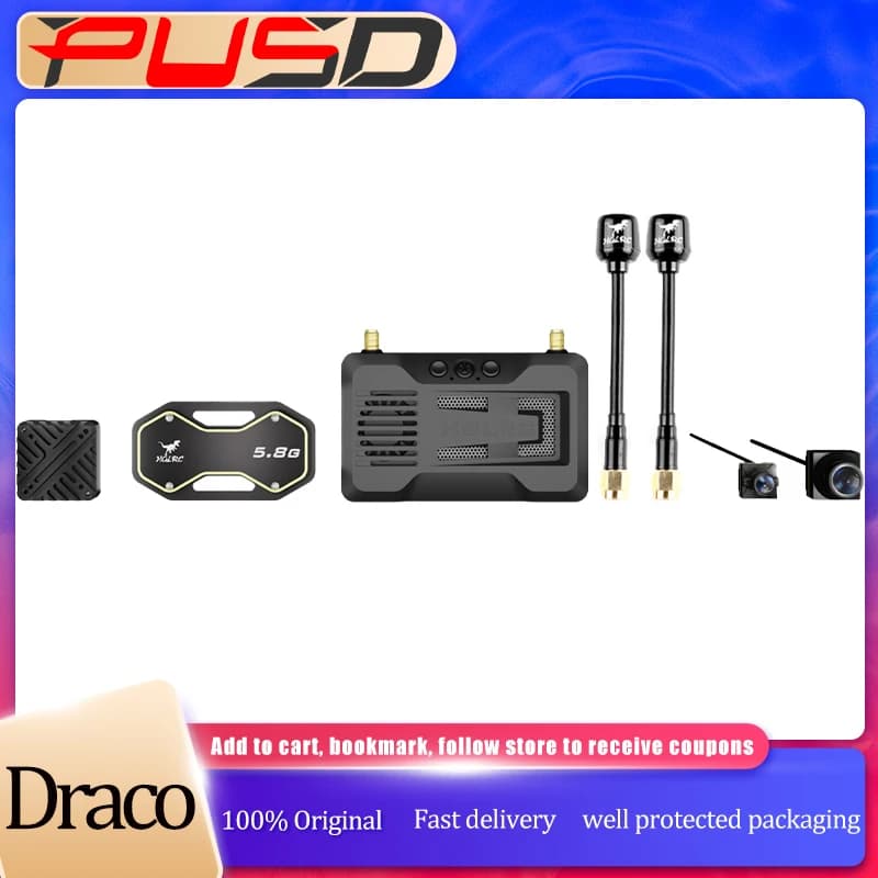 HGLRC Draco A1/A2 5.8Ghz HD VTX 1W Air Unit Ground Unit 4.9-6.0GHz FPV Video Transmitter Receiver for FPV Racing Freestyle Drone