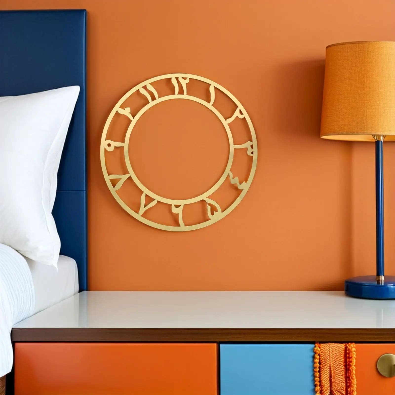 2Pcs Acrylic Mirror Wall Clock Stickers Round Face Decals Peel Stick Wall Clock Decor for Bedroom Living Room Office
