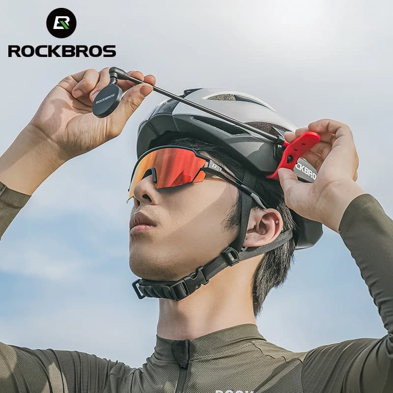 ROCKBROS Bicycle helmet rearview mirror Adjustable extension retrovisor mirror Aluminum safety mirror 360 degree rotation