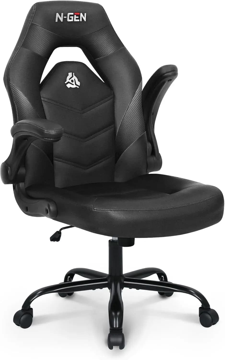 N-GEN Video Gaming Computer Chair Ergonomic Desk Office Chair for Adults with Lumbar Support Flip-Up Arms Adjustable Height Swiv
