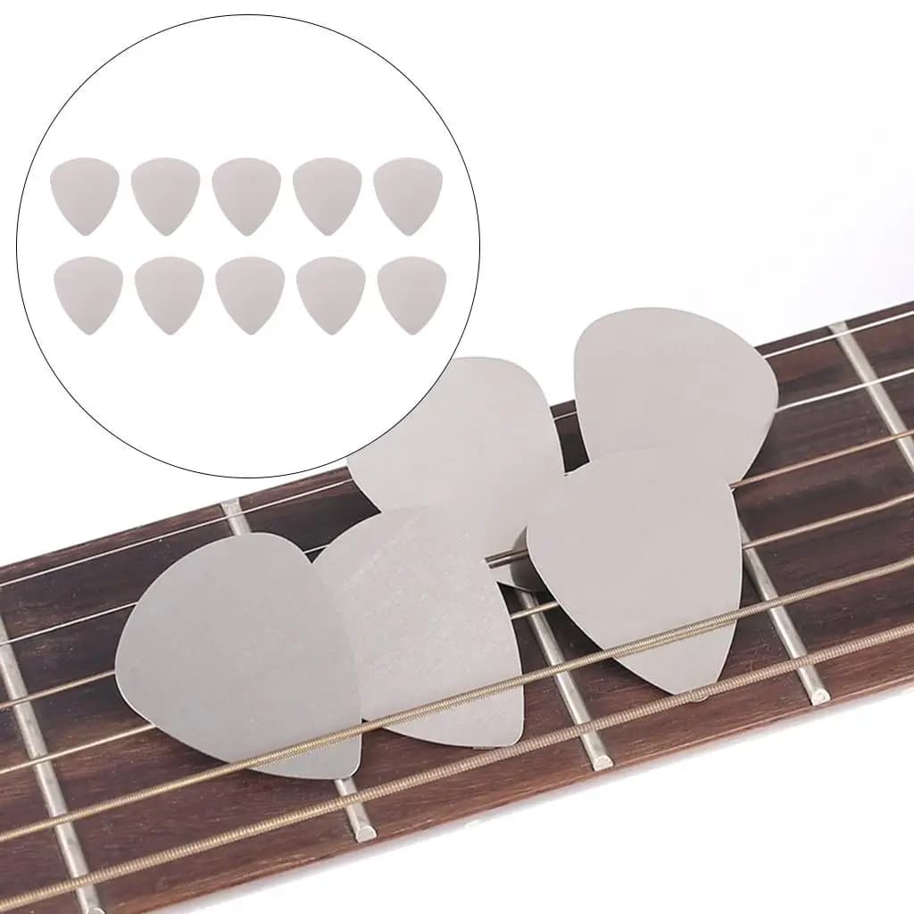 10Pcs Guitar Picks Stainless Steel Metal Bulk Plectrum for Electric Guitar