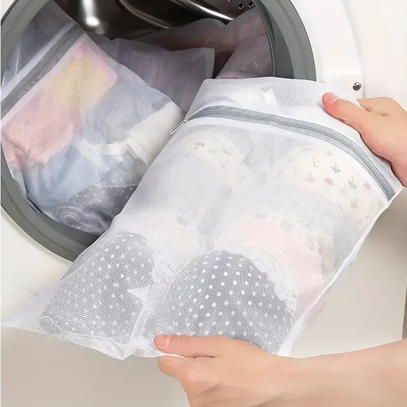 3 Piece White Durable Honeycomb Mesh Linen Bags for Gentle Mesh Fabric Durable and Reusable Gentle Wash Bag