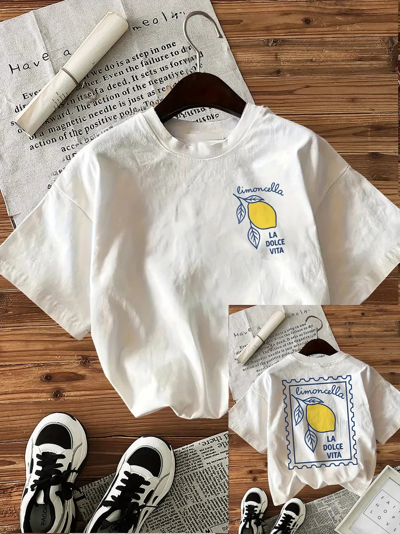 Italian Lemon Pattern Printed Women's T-shirts Summer Short Sleeve Casual Sports O-Neck Pullover Tops Women's Clothing