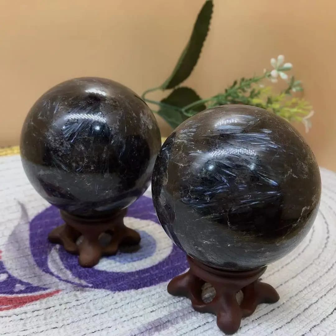 80mm quarzo Astrophyllite naturale fuochi d'artificio di cristallo sfere di pietra sfera regali di guarigione per la decorazione domestica 1 pz