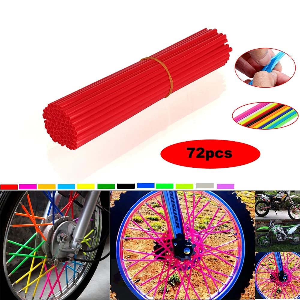72 pezzi di pelli per raggi universali coperture decorazione del cerchio avvolge per raggi ruota cannucce tubo protettivo adatto per biciclette e motocicli