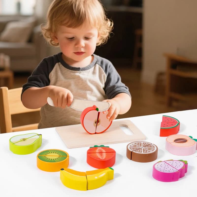 Cucina in legno Finta giocattolo Simulazione Taglio Frutta Gioco di cibo Velcro Gioca Accessori da cucina Giocattolo educativo Montessori per bambini