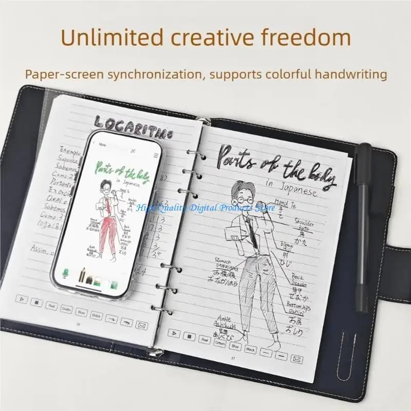 U2JE Digital Notebook With Paper Pen Refillable Leather Binder Cover Portable Journal