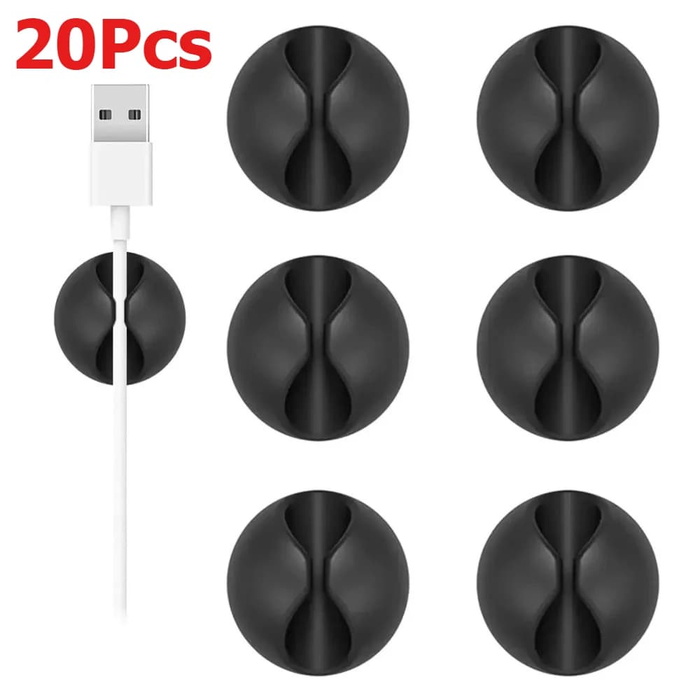 20 pezzi clip per cavi rotondi avvolgicavo in silicone organizzatore clip per cavi supporto per cavi per gestione ordinata da scrivania per cavi per tablet di ricarica USB per auto