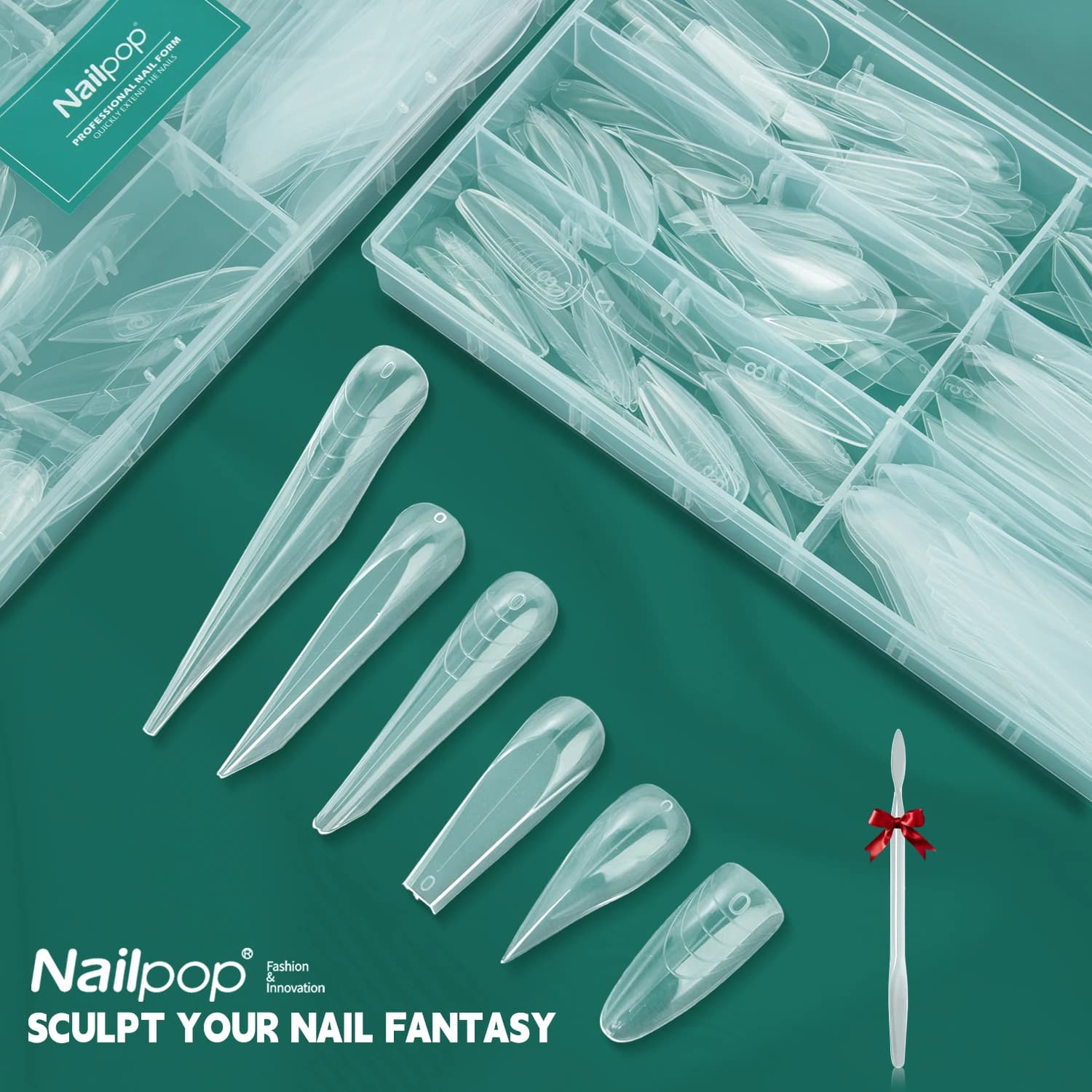 NAILPOP 168 pz/scatola Trasparente Doppia Forme Per Unghie Costruzione Rapida Stampo Gel Copertura Completa Acrilico Unghie Top Forme Estensione Strumenti Per Manicure