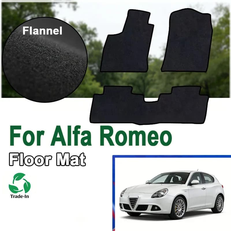 Tappetino in flanella per auto Alfa Romeo Giulietta 2010-2020 in poliestere scamosciato antiscivolo con retro nero e bordo rosso