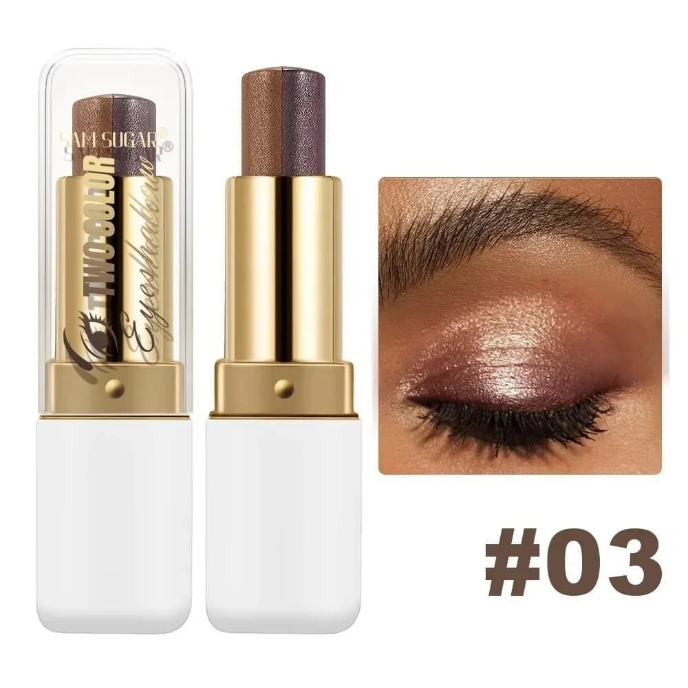 Double Color Eyeshadow Stick Smudge-Proof Waterproof Formula Highlight Stick Glitter Finish Metallic Finish Shimmer Eyeshadow