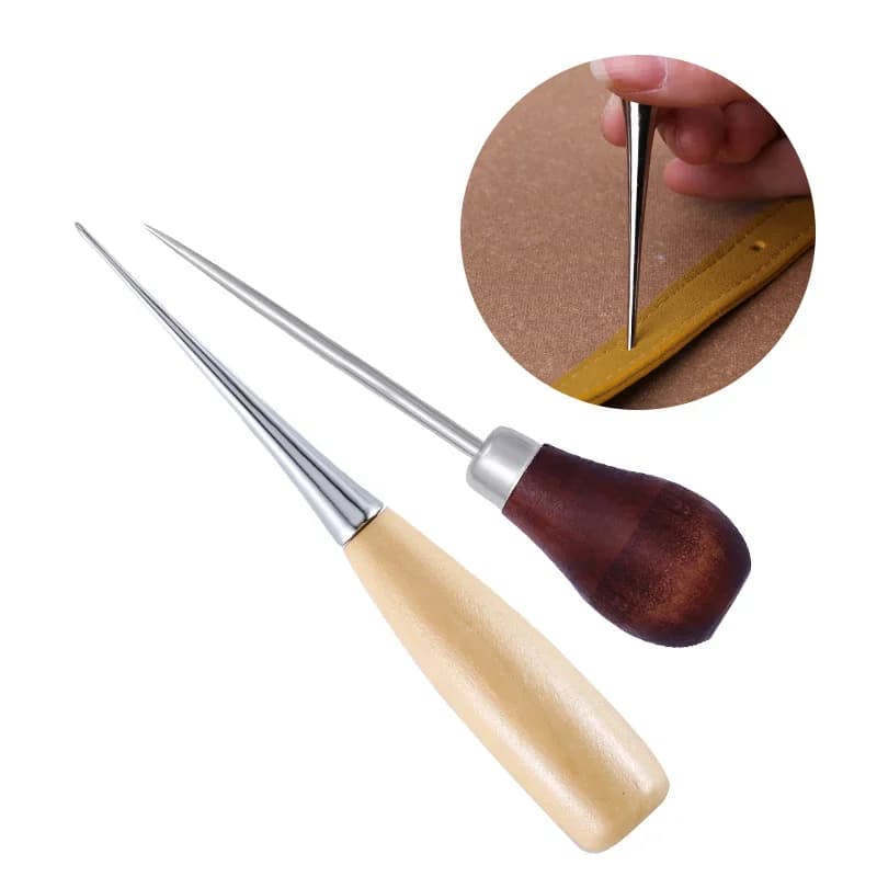 Wooden handle stinging leather parasol tool for sewing and sewing machine for hand sewing DIY needle and wire repair tool shoe bag