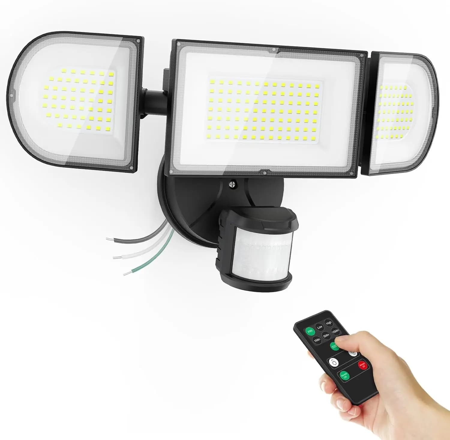 Faro LED da Esterno 180W con Sensore di Movimento e Telecomando, Luce di Sicurezza dal Tramonto all'Alba, IP65 per Garage e Giardino