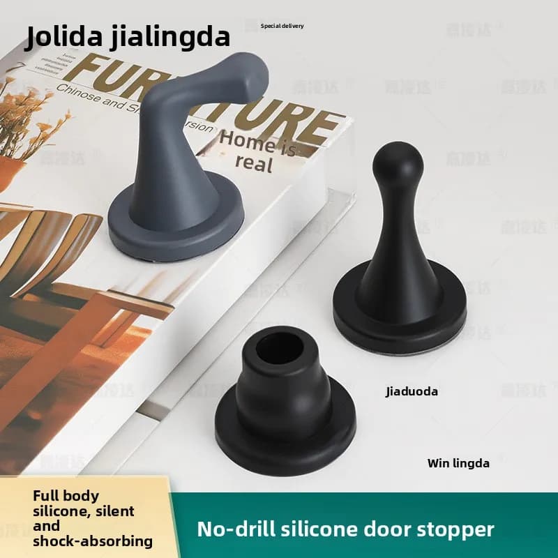 Strong Silent Non Drilling Silicone Door Stopper Anti Collision Bumper Pad Floor Suction for Bathroom Door and Top Door Guard