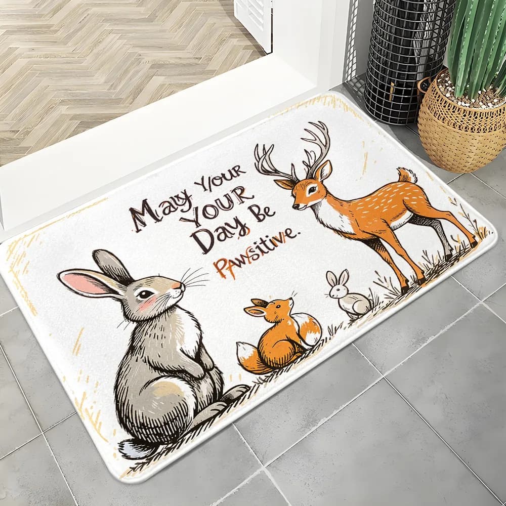 1pc Cartoon Animals Doormat, Christmas Decorations, Halloween Decorations, Laundries, Living Room, Kitchen, Door And Bathrooms,