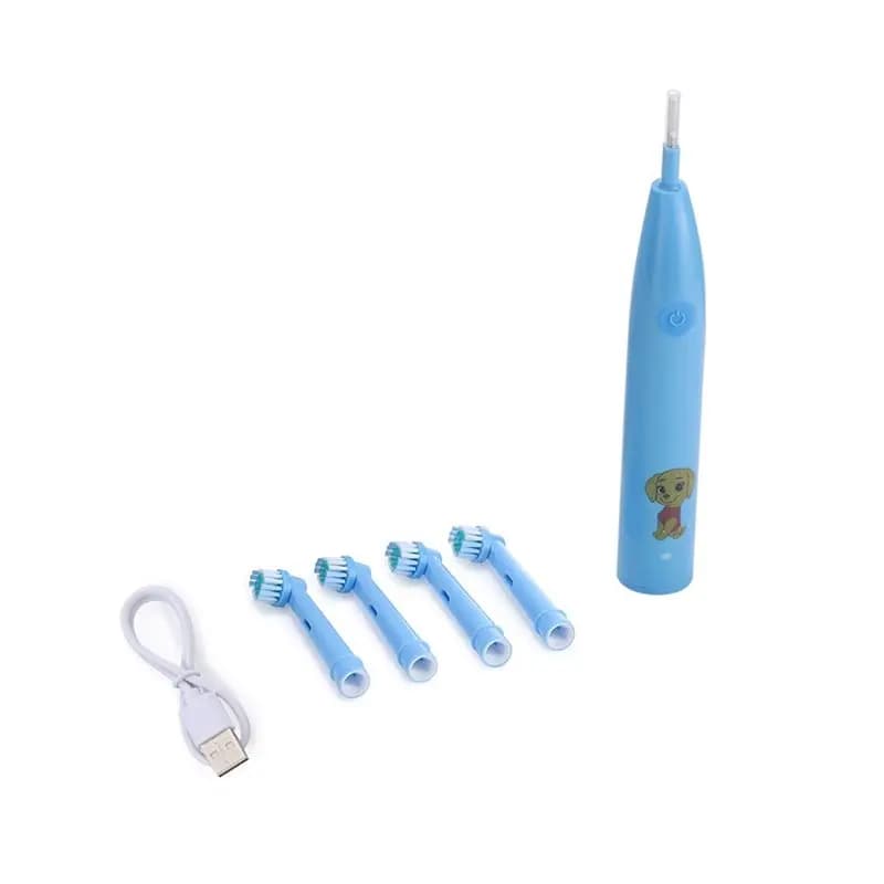 FGGS-Revolving electric toothbrush for children, 4-head toothbrush with soft bristles for home use, cleaning and care of teeth
