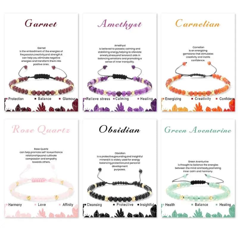 【xxx】Bracciale regolabile intrecciato con perline di ematite da 4 mm e pietre naturali, adatto per uomini e donne, da indossare ogni giorno, come regalo per le vacanze.