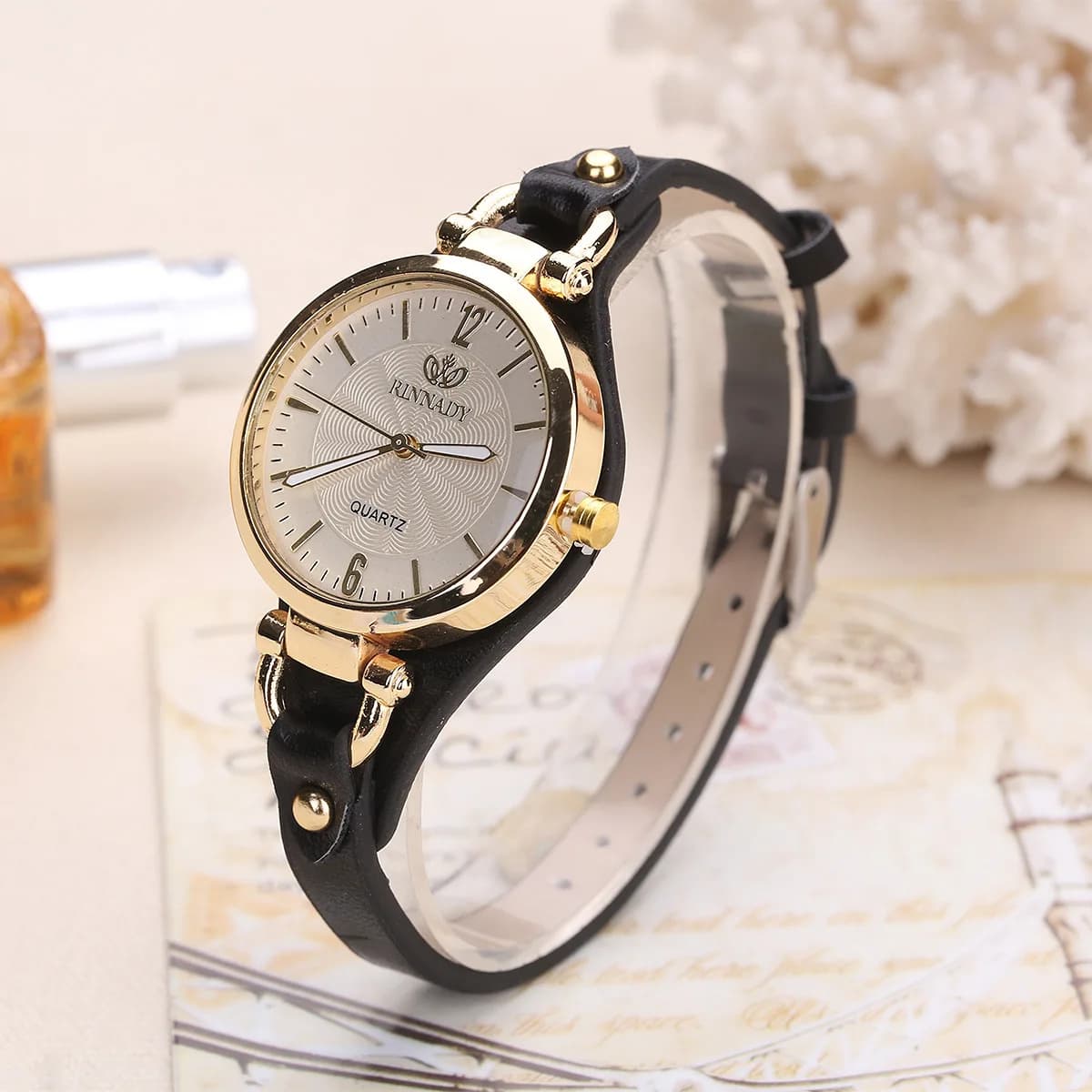 Orologio da donna al quarzo vintage con cinturino in pelle ultrasottile, orologio da polso alla moda, regalo, Reloj Mujer