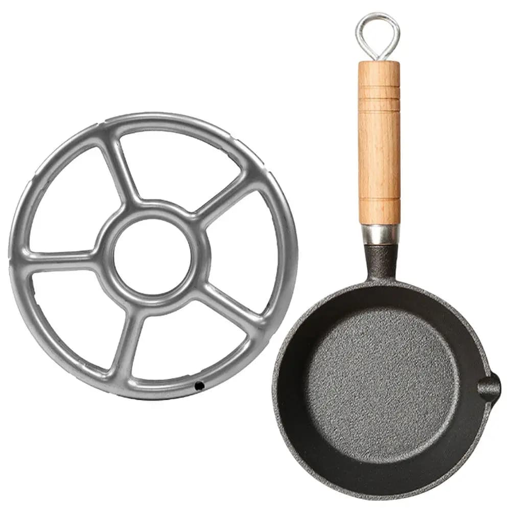 Mini Cast Iron Egg Frying Pan Omelette Skillet Compact Lightweight for Outdoor Camping Travel Stovetop Cooking Quick Heat Up