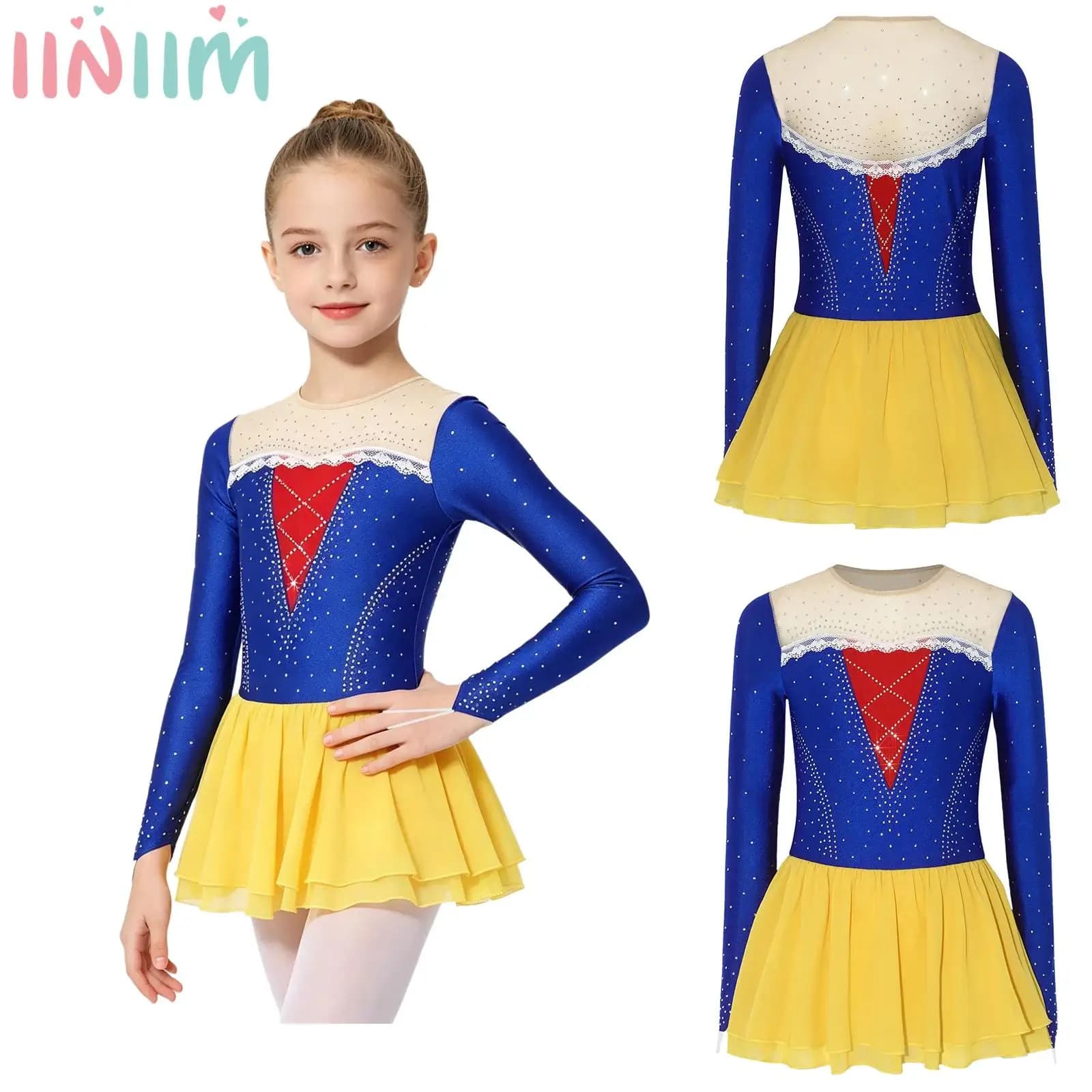 Vestito da Pattinaggio Artistico per Bambine, Costume da Ballerina per Spettacoli di Danza, Abito per Feste di Compleanno e Travestimenti