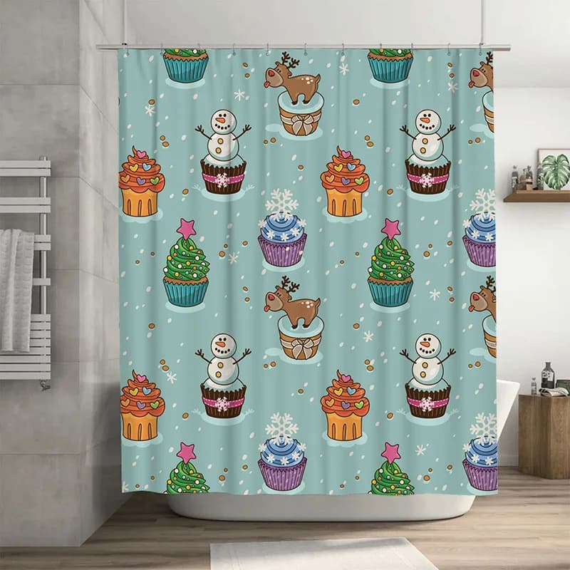 TU Affascinante tenda da doccia natalizia Decorazioni festive per le vacanze Tenda da bagno impermeabile reversibile Decorazioni per la casa per le vacanze Idea regalo M