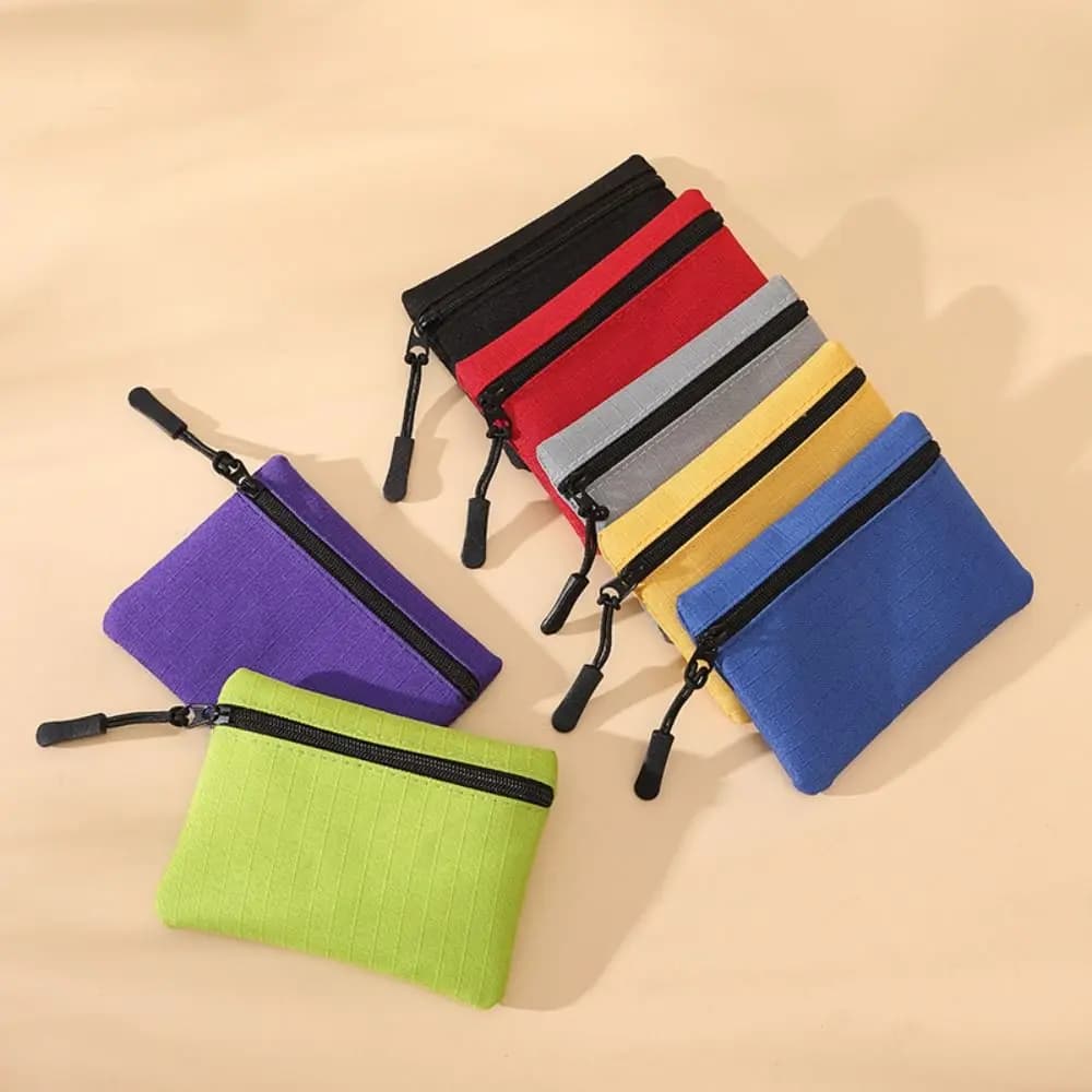 Simple Solid Color Mini Coin Purse Canvas Zipper Small Wallet Kid Storage Pouch Coin Key Bag Women Men