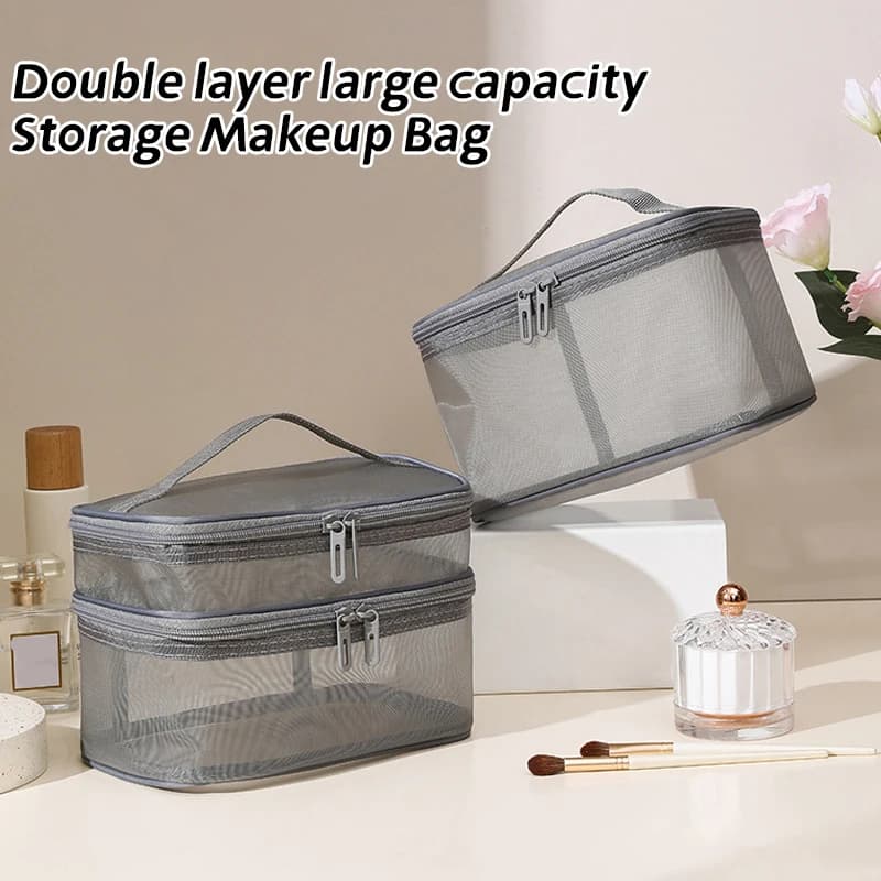 Borsa da viaggio per lavaggio in rete, organizer per trucco, cosmetici, trucco, scatola per la cura della pelle, contenitore in plastica, borsa per donna, uomo, bagno