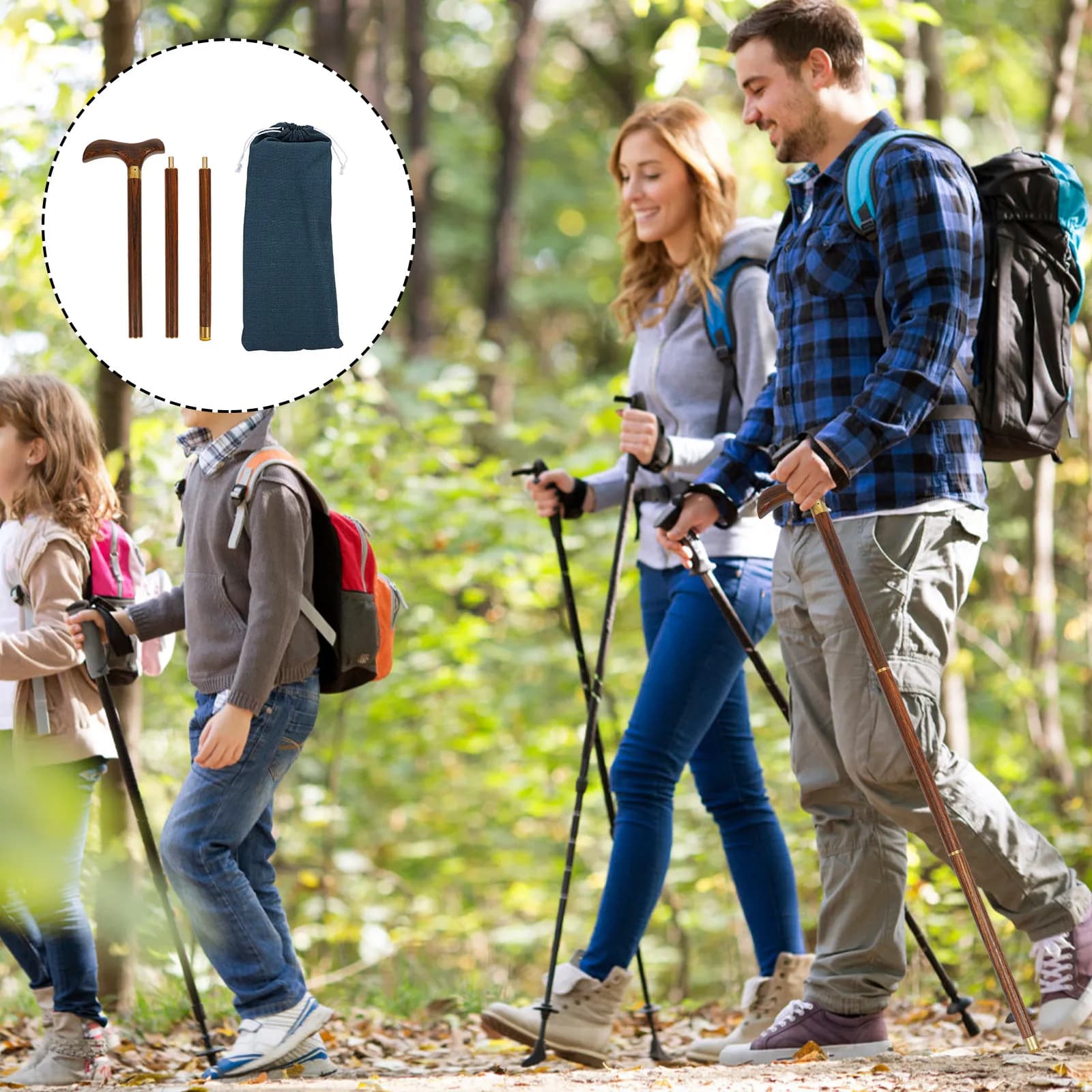 Bastone da Passeggio in Legno per Trekking, Portatile, per Alpinismo, in Palissandro, 87cm, Design a Giunzione, 1 Pezzo